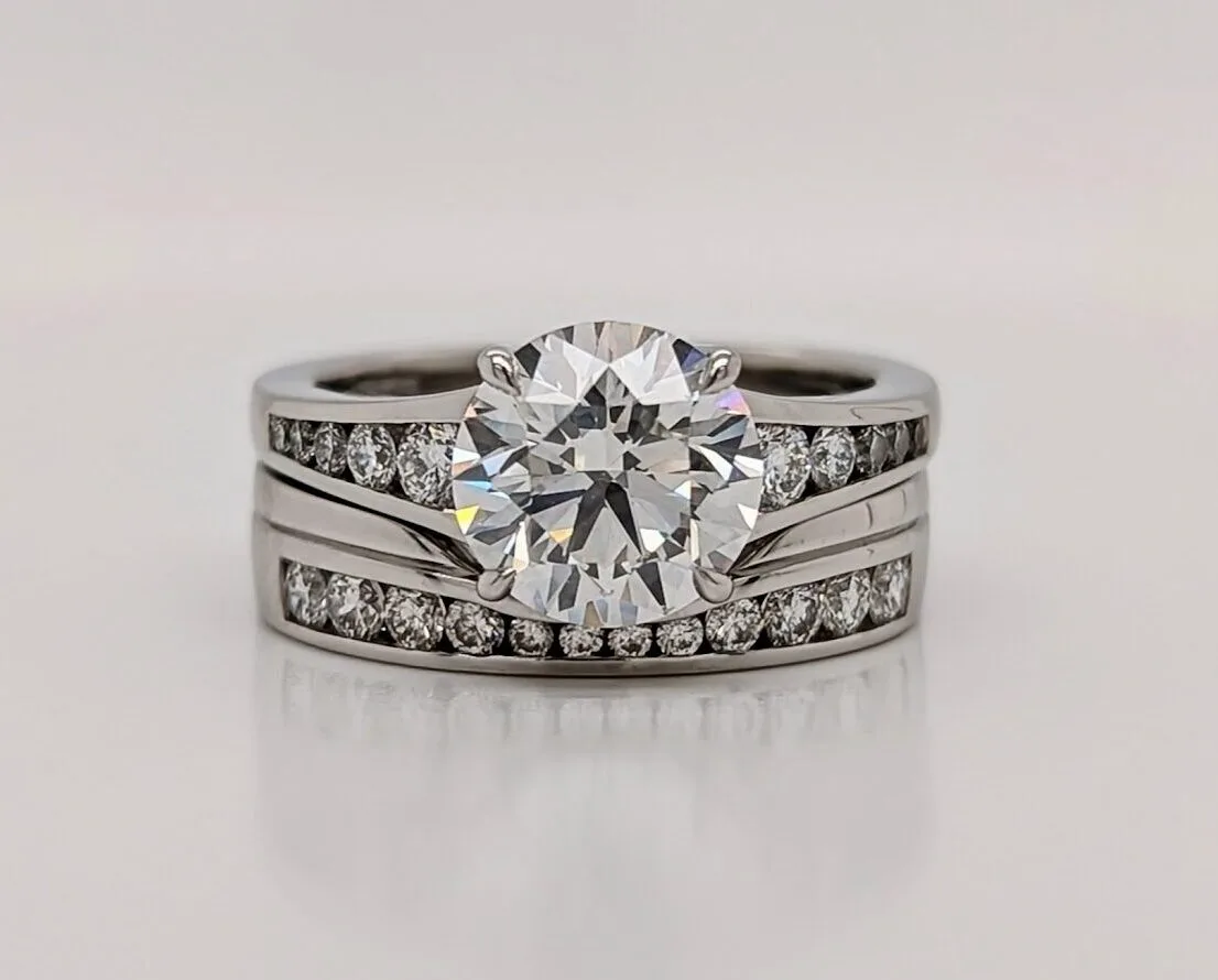 Platinum and Diamond Engagement and Wedding Ring Set. Bespoke Design Handmade by Canterbury Kent Jewellers