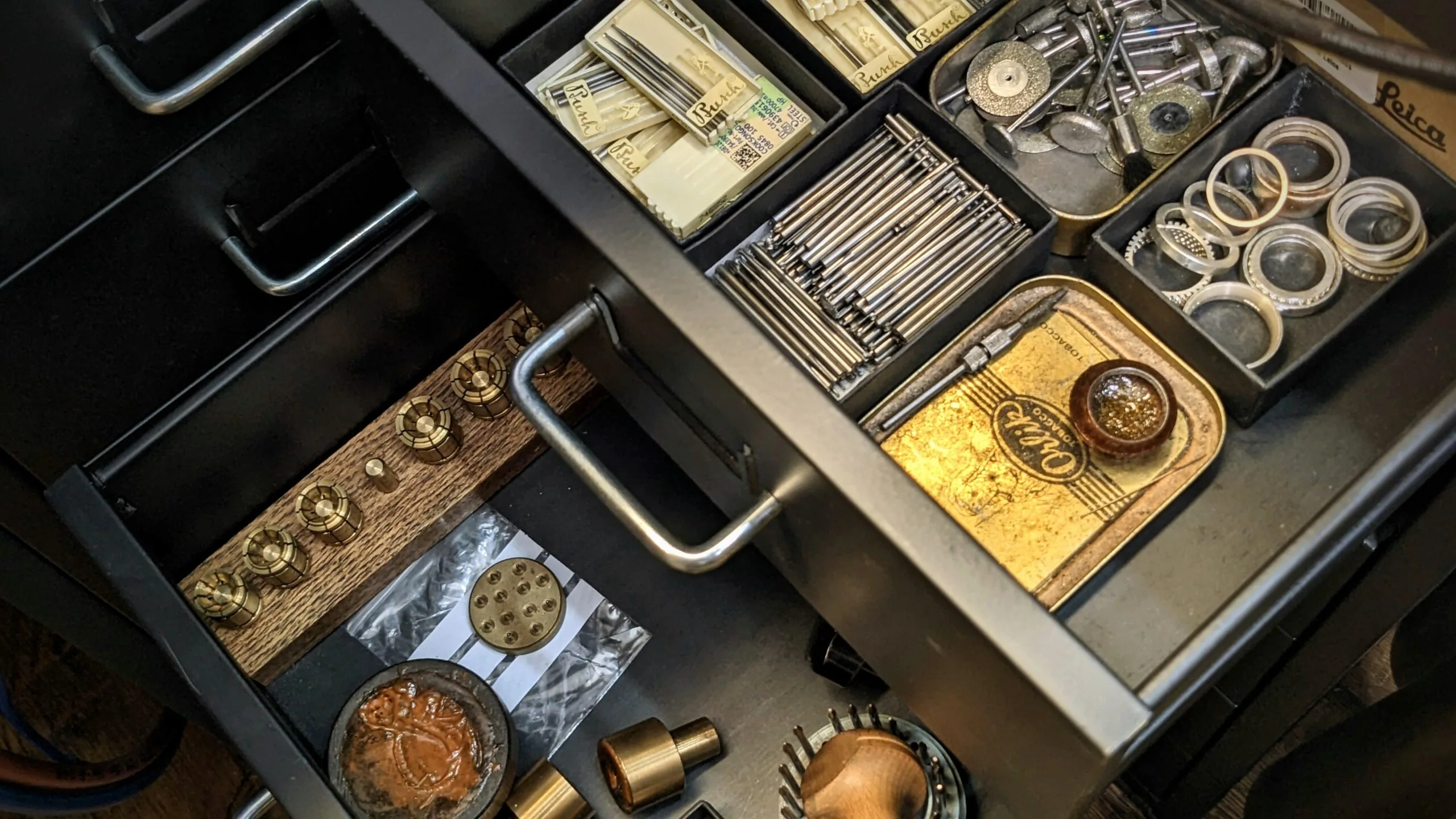A drawer full of Jewellery Tools in a Canterbury, Kent Workshop