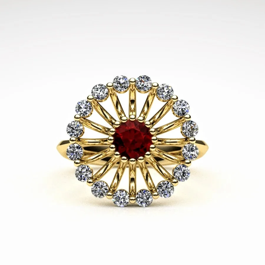 'Corona' Ring made of Gold, Ruby, and Diamonds, Bespoke Designed by Canterbury Kent Jewellers