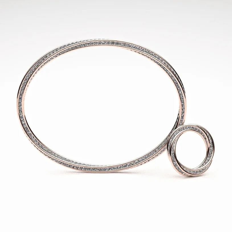 Diamond Twist Ring and Bangle made of Rose Gold and Diamonds, Bespoke Designed by Canterbury Kent Jewellers