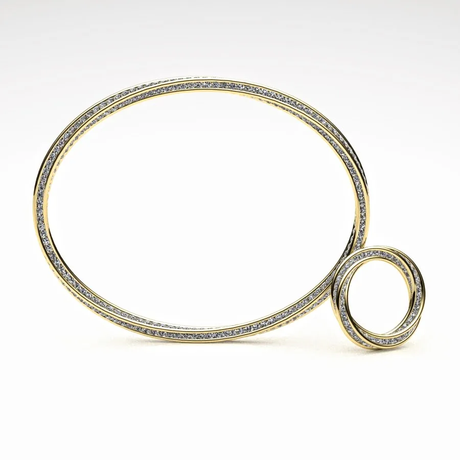 Diamond Twist Ring and Bangle made of Gold and Diamonds, Bespoke Designed by Canterbury Kent Jewellers