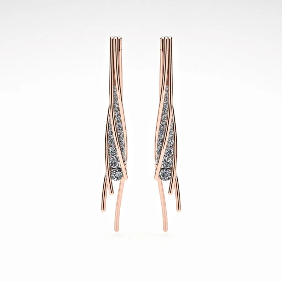 Diamond Twist Earrings made of Rose Gold and Diamonds, Bespoke Designed by Canterbury Kent Jewellers