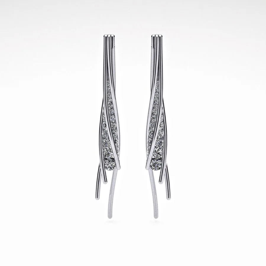 Diamond Twist Earrings made of Platinum and Diamonds, Bespoke Designed by Canterbury Kent Jewellers