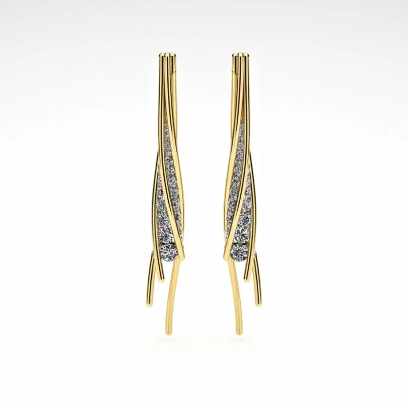Diamond Twist Earrings made of Gold and Diamonds, Bespoke Designed by Canterbury Kent Jewellers