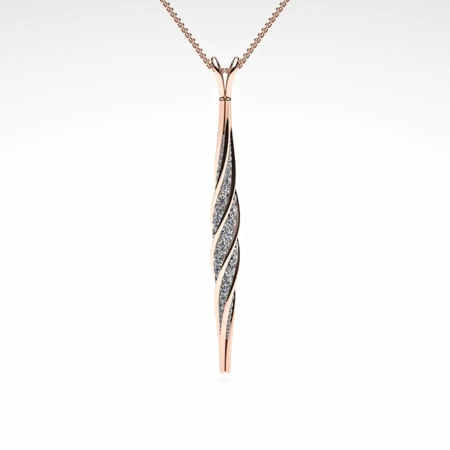 Diamond Twist Pendant made of Rose Gold and Diamonds, Bespoke Designed by Canterbury Kent Jewellers