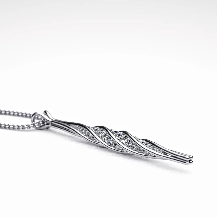 Diamond Twist Pendant made of Platinum and Diamonds, Bespoke Designed by Canterbury Kent Jewellers
