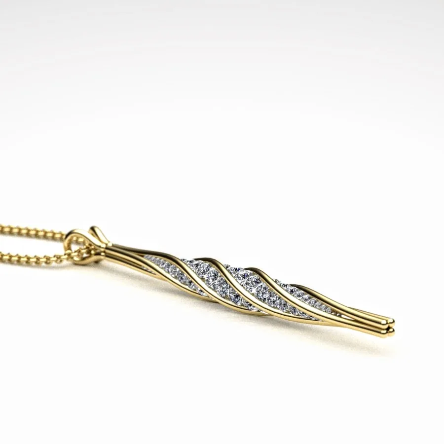Diamond Twist Pendant made of Gold and Diamonds, Bespoke Designed by Canterbury Kent Jewellers