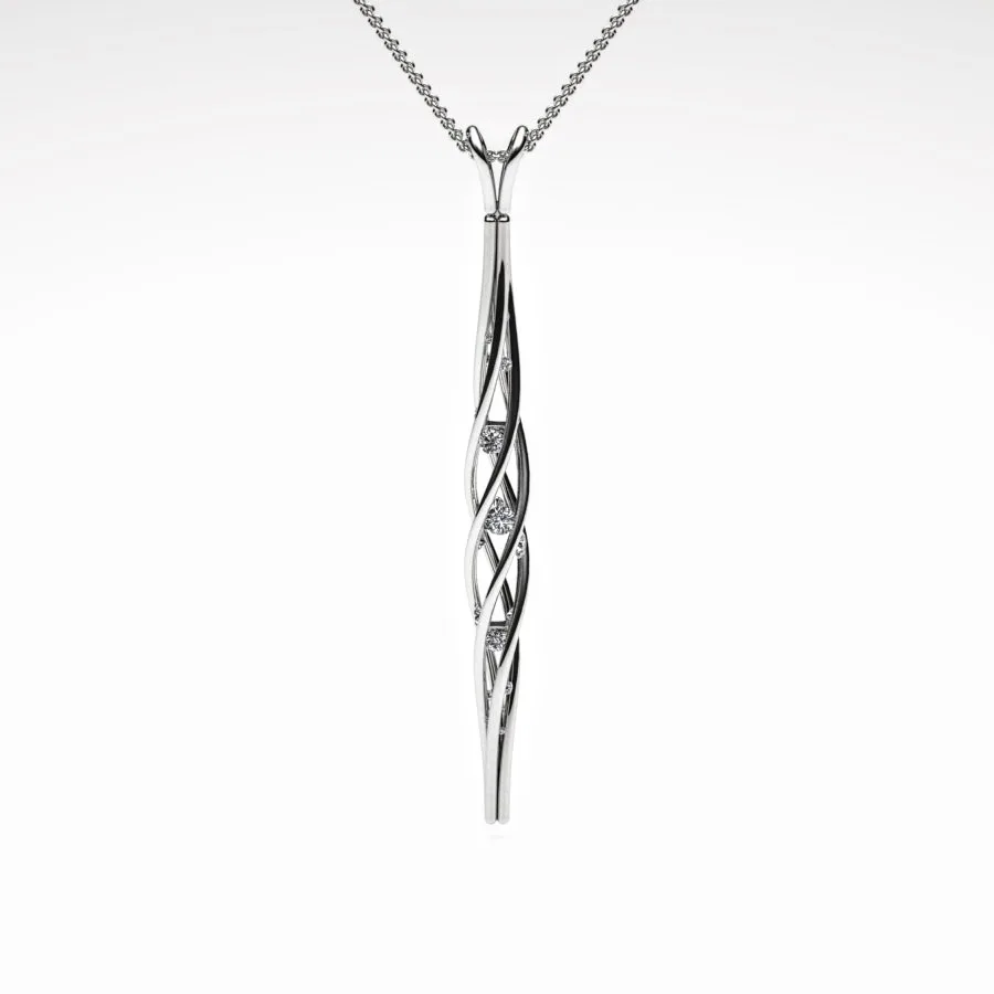 Scattered Diamond Twist Pendant made of Platinum and Diamonds, Bespoke Designed by Canterbury Kent Jewellers