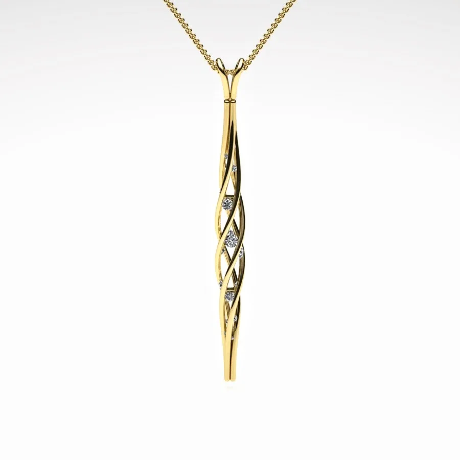 Scattered Diamond Twist Pendant made of Gold and Diamonds, Bespoke Designed by Canterbury Kent Jewellers
