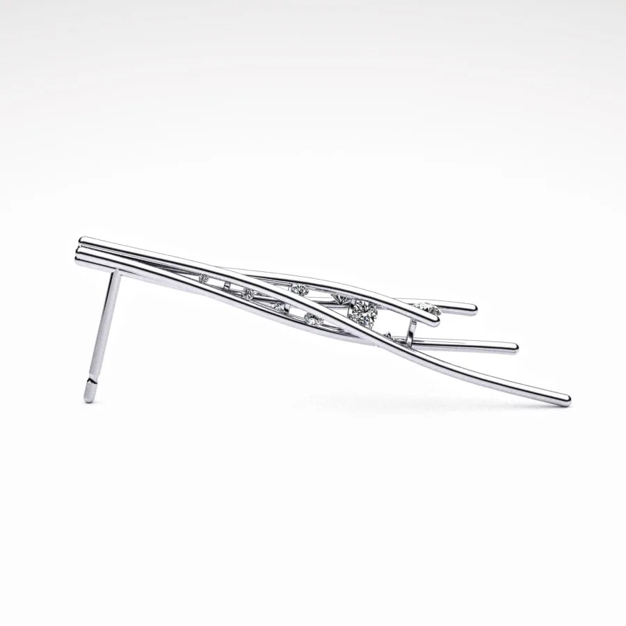 Scattered Diamond Twist Earring made of Platinum and Diamonds, Bespoke Designed by Canterbury Kent Jewellers