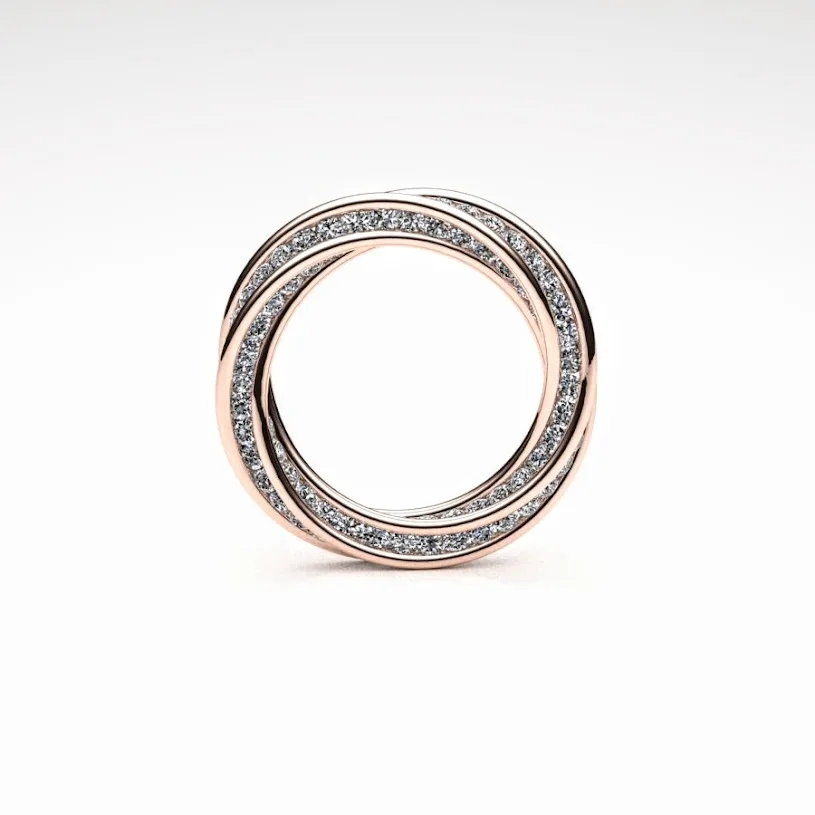 Diamond Twist Ring made of Rose Gold and Diamonds, Bespoke Designed by Canterbury Kent Jewellers