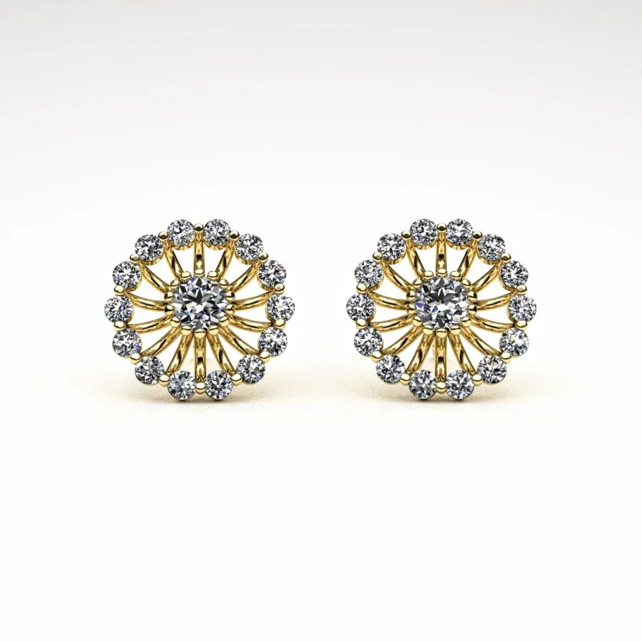 'Corona' Stud Earrings made of Gold and Diamonds, Bespoke Designed by Canterbury Kent Jewellers