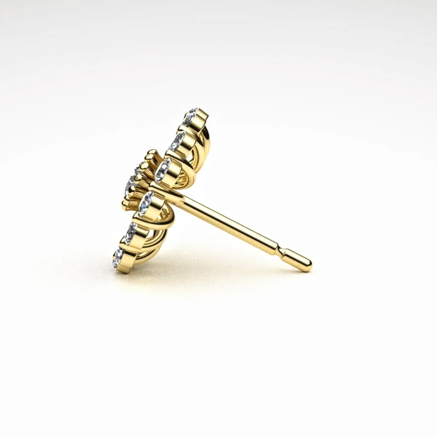'Corona' Stud Earrings made of Gold and Diamonds, Bespoke Designed by Canterbury Kent Jewellers