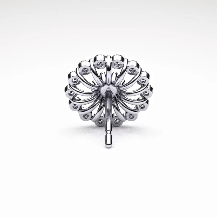 'Corona' Stud Earrings made of Platinum and Diamonds, Bespoke Designed by Canterbury Kent Jewellers
