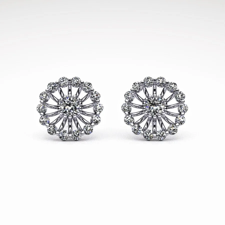 'Corona' Stud Earrings made of Platinum and Diamonds, Bespoke Designed by Canterbury Kent Jewellers