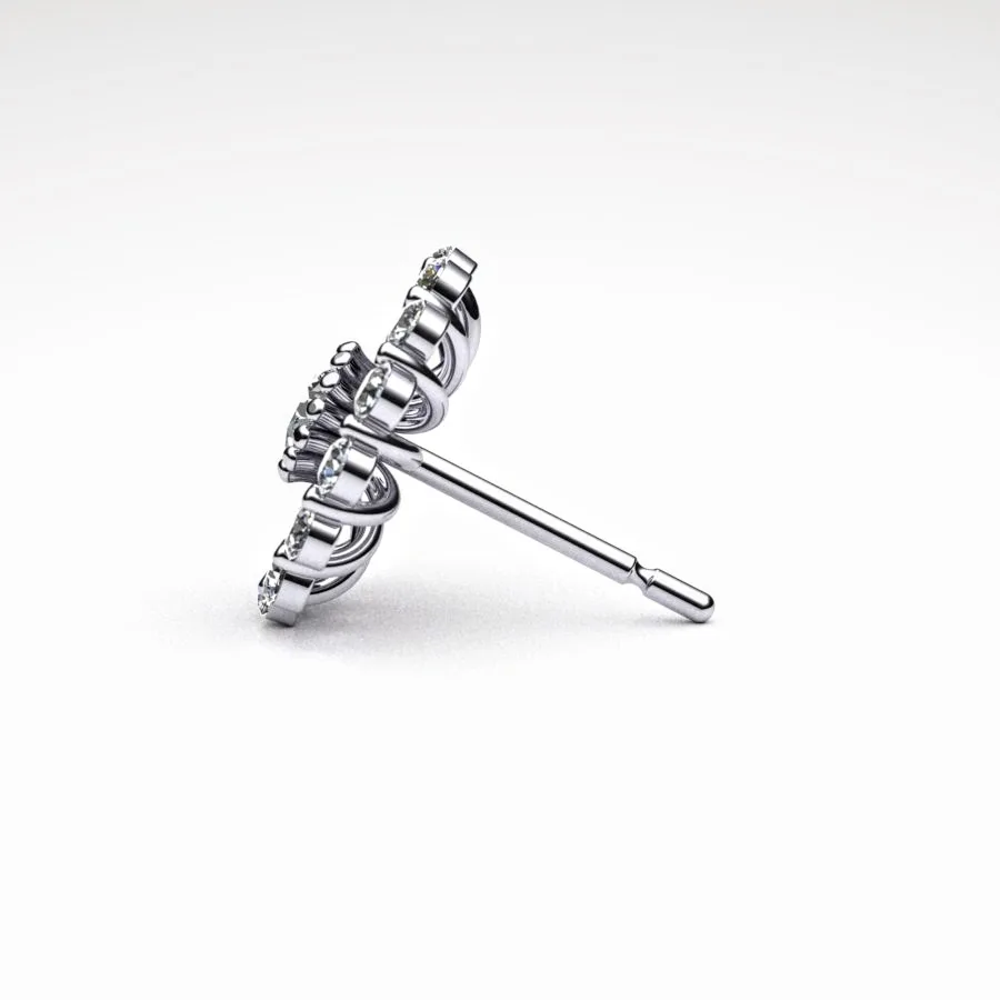 'Corona' Stud Earrings made of Platinum and Diamonds, Bespoke Designed by Canterbury Kent Jewellers
