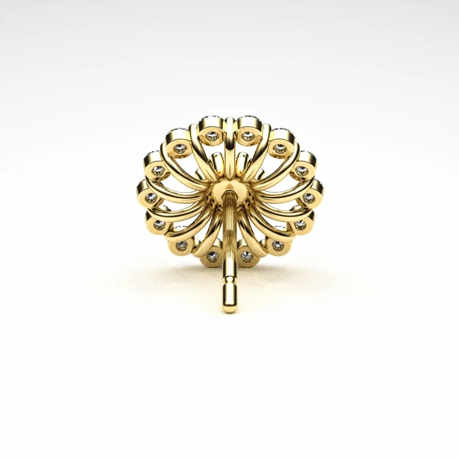 'Corona' Stud Earrings made of Gold and Diamonds, Bespoke Designed by Canterbury Kent Jewellers