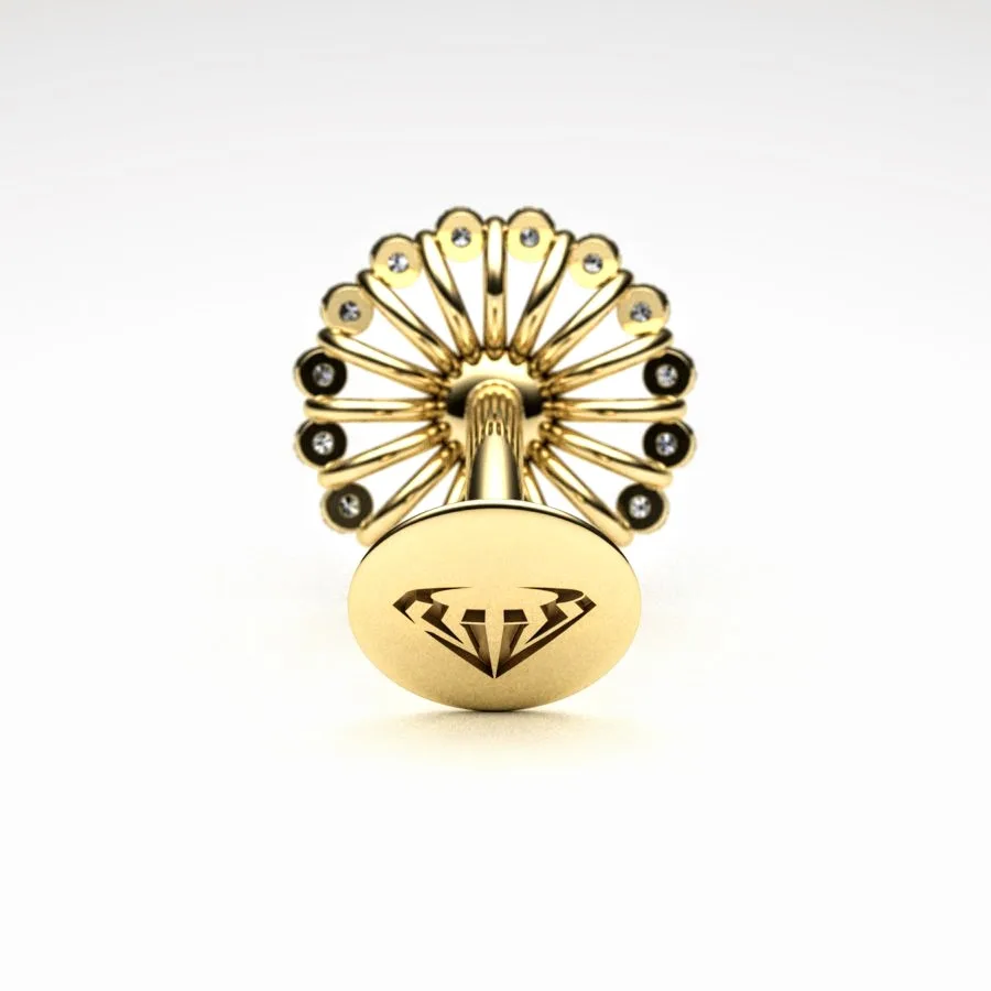 'Corona' Cufflinks made of Gold and Diamonds with JVR Logo, Bespoke Designed by Canterbury Kent Jewellers
