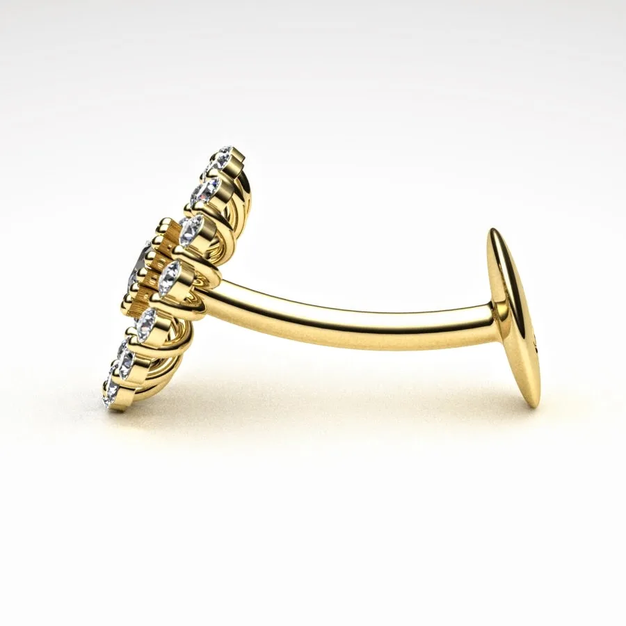 'Corona' Cufflinks made of Gold and Diamonds, Bespoke Designed by Canterbury Kent Jewellers