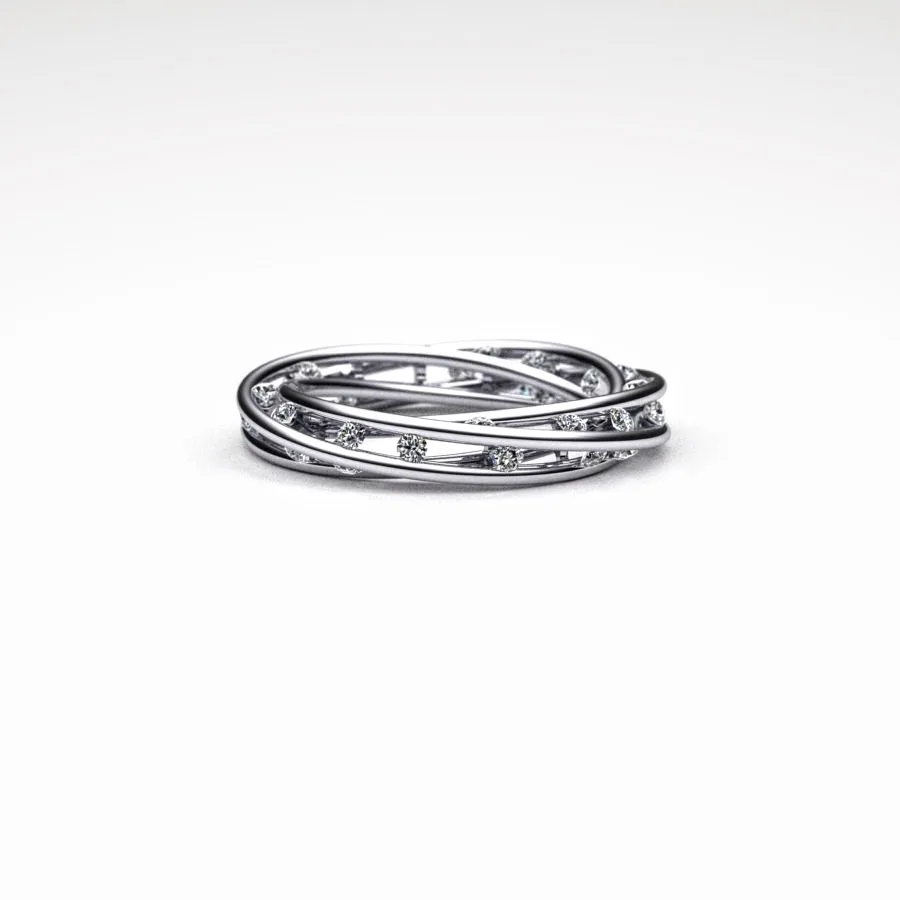 Diamond Twist Ring made of Platinum and Diamonds, Bespoke Designed by Canterbury Kent Jewellers