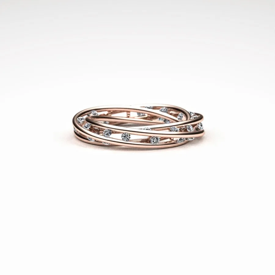 Diamond Twist Ring made of Rose Gold and Diamonds, Bespoke Designed by Canterbury Kent Jewellers