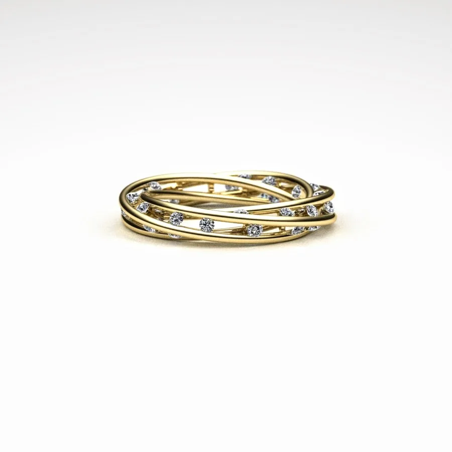 Diamond Twist Ring made of Gold and Diamonds, Bespoke Designed by Canterbury Kent Jewellers