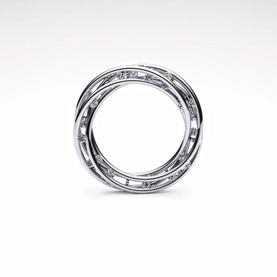 Diamond Twist Ring made of Platinum and Diamonds, Bespoke Designed by Canterbury Kent Jewellers