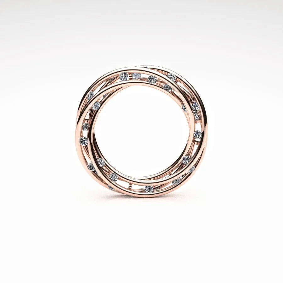 Diamond Twist Ring made of Rose Gold and Diamonds, Bespoke Designed by Canterbury Kent Jewellers