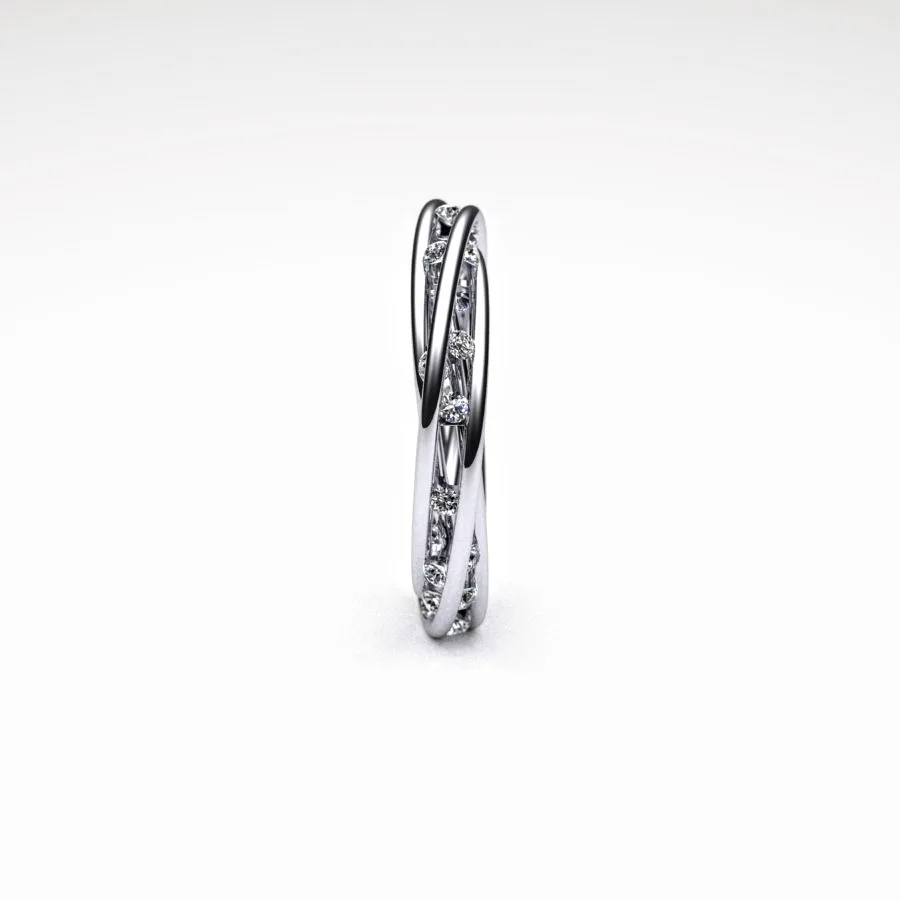 Diamond Twist Ring made of Platinum and Diamonds, Bespoke Designed by Canterbury Kent Jewellers