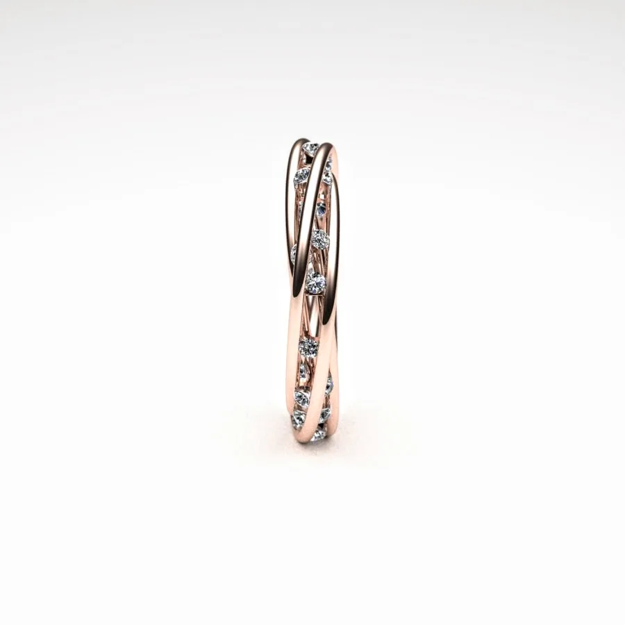 Diamond Twist Ring made of Rose Gold and Diamonds, Bespoke Designed by Canterbury Kent Jewellers