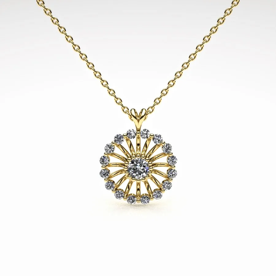 'Corona' Necklace Pendant made of Gold and Diamonds, Bespoke Designed by Canterbury Kent Jewellers