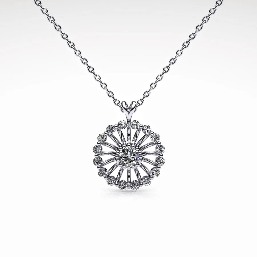 'Corona' Necklace Pendant made of Platinum and Diamonds, Bespoke Designed by Canterbury Kent Jewellers