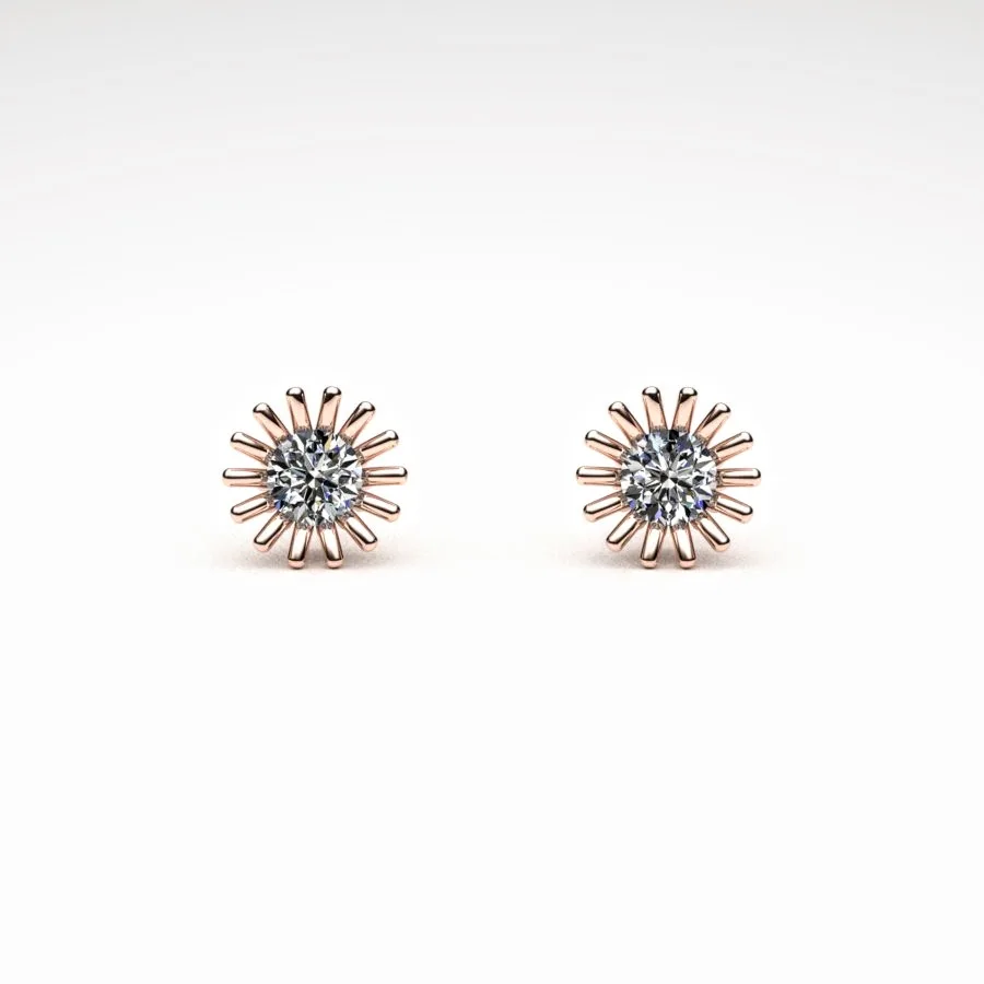 'Corona' Stud Earrings made of Rose Gold and Diamonds, Bespoke Designed by Canterbury Kent Jewellers