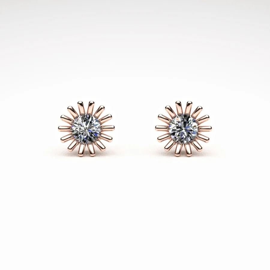 'Corona' Stud Earrings made of Rose Gold and Diamonds, Bespoke Designed by Canterbury Kent Jewellers