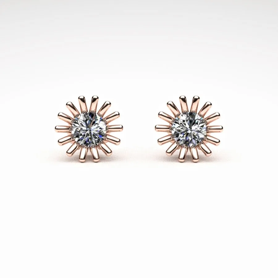 'Corona' Stud Earrings made of Rose Gold and Diamonds, Bespoke Designed by Canterbury Kent Jewellers