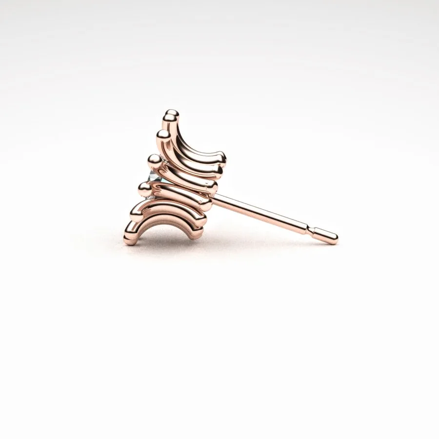 'Corona' Stud Earrings made of Rose Gold and Diamonds, Bespoke Designed by Canterbury Kent Jewellers
