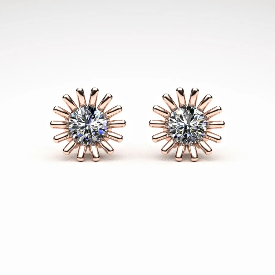 'Corona' Stud Earrings made of Rose Gold and Diamonds, Bespoke Designed by Canterbury Kent Jewellers