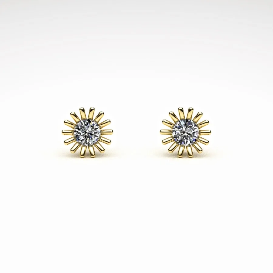 'Corona' Stud Earrings made of Gold and Diamonds, Bespoke Designed by Canterbury Kent Jewellers