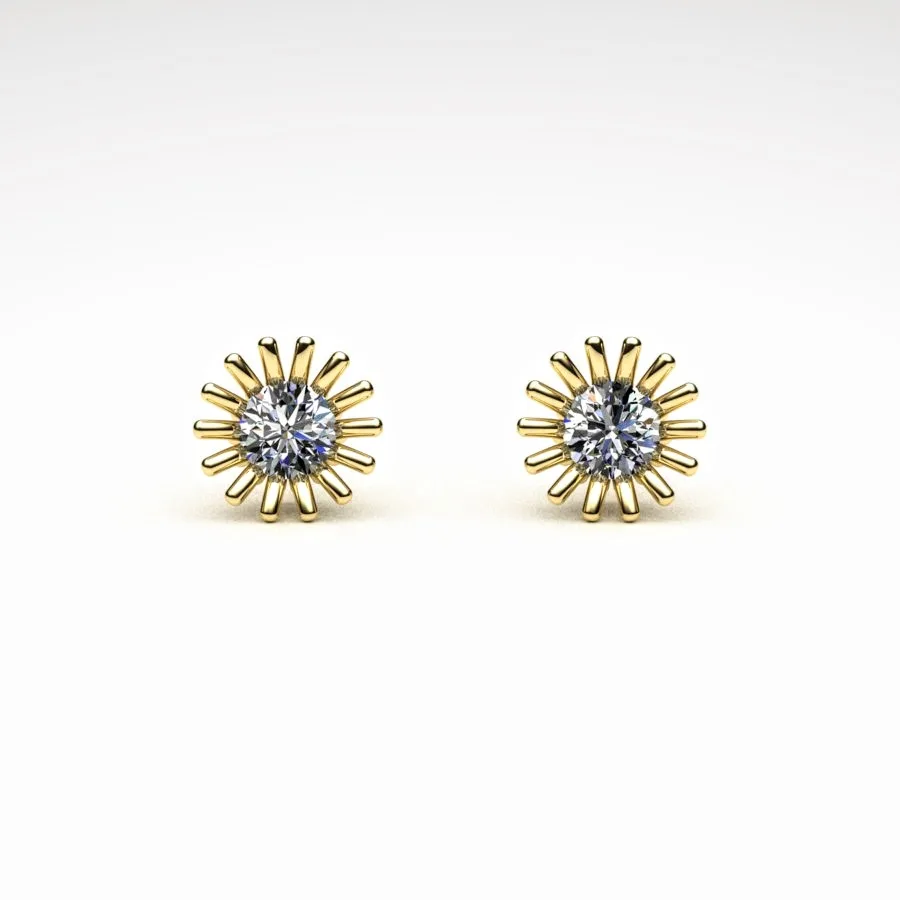 'Corona' Stud Earrings made of Gold and Diamonds, Bespoke Designed by Canterbury Kent Jewellers