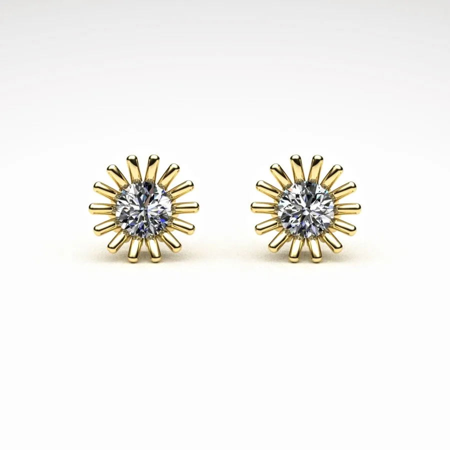 'Corona' Stud Earrings made of Gold and Diamonds, Bespoke Designed by Canterbury Kent Jewellers