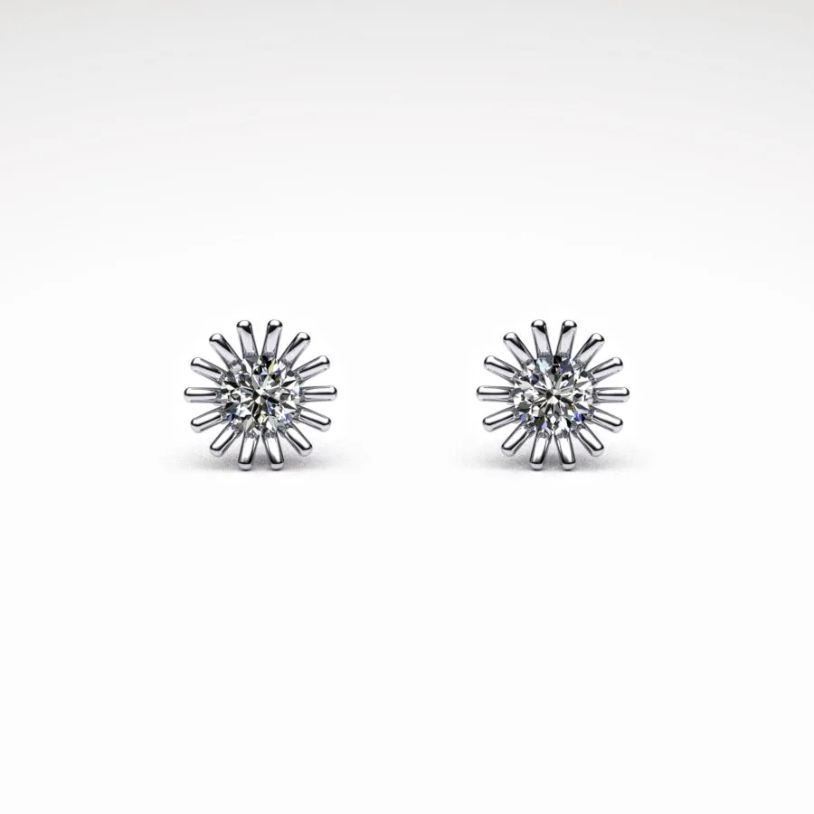 'Corona' Stud Earrings made of Platinum and Diamonds, Bespoke Designed by Canterbury Kent Jewellers