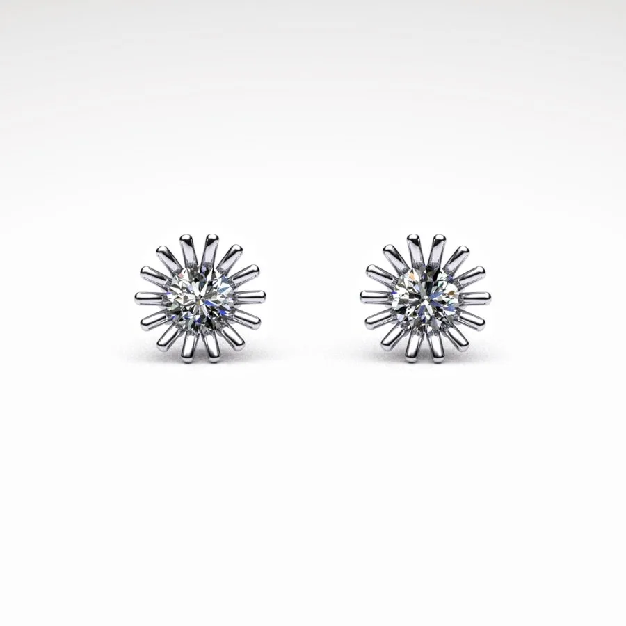 'Corona' Stud Earrings made of Platinum and Diamonds, Bespoke Designed by Canterbury Kent Jewellers