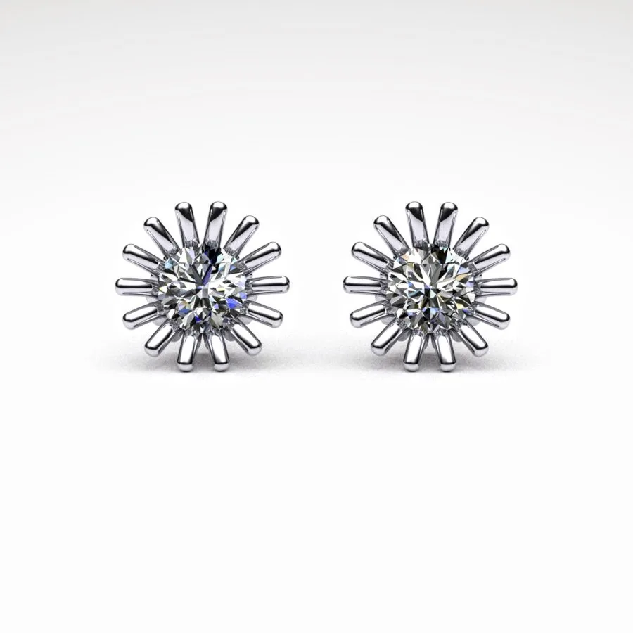 'Corona' Stud Earrings made of Platinum and Diamonds, Bespoke Designed by Canterbury Kent Jewellers