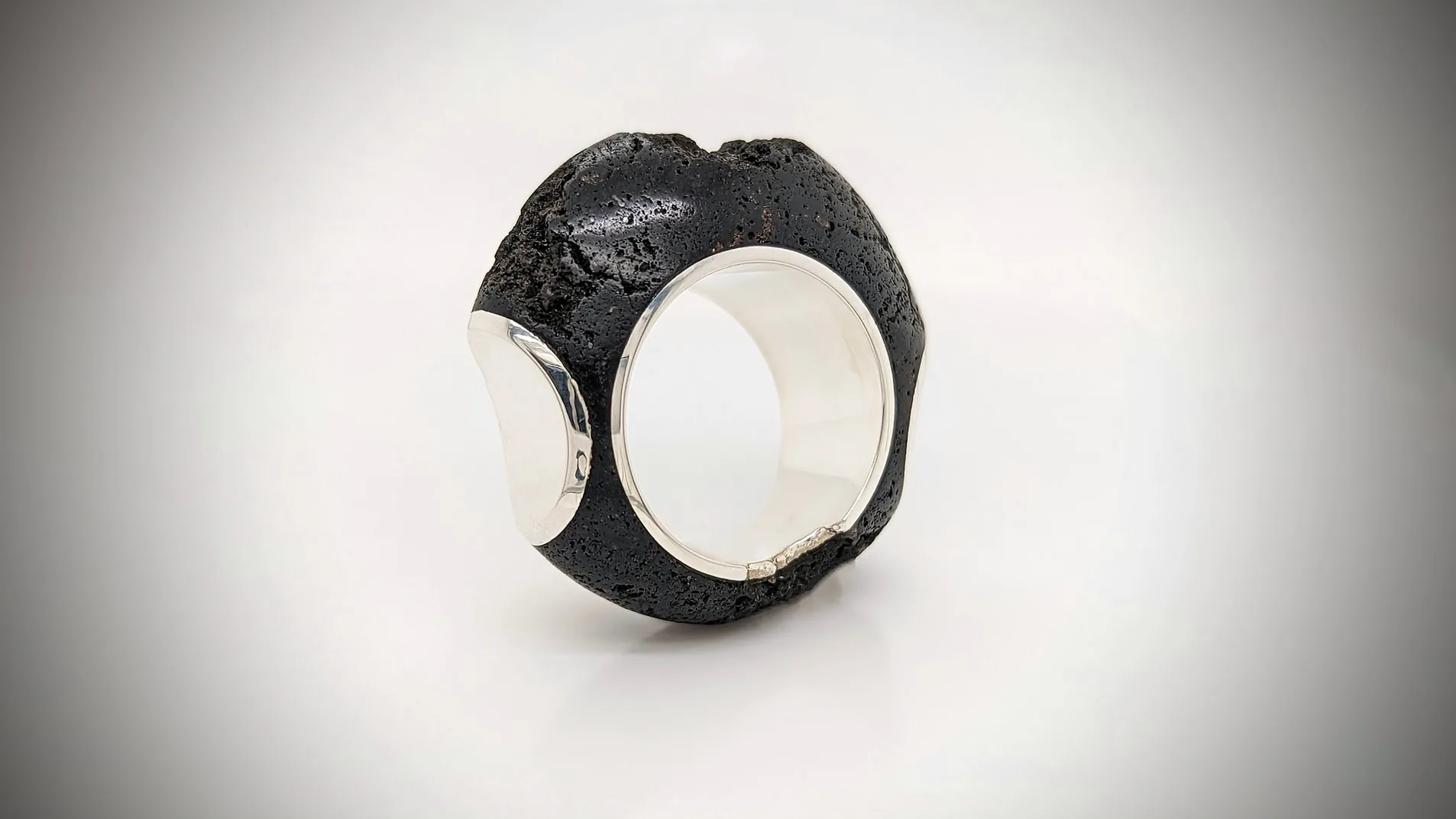 Natural Lava Rock and Platinum-Lined Commissioned Ring. Bespoke Design Handmade by Canterbury Kent Jewellers
