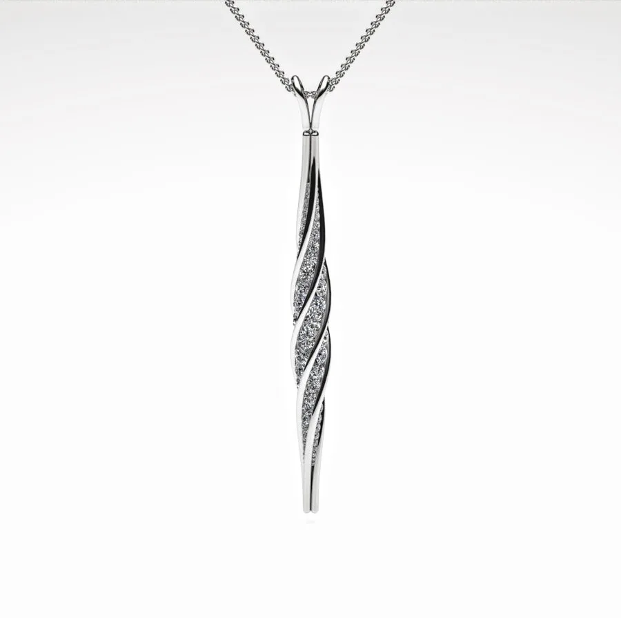 Diamond Twist Pendant made of Platinum and Diamonds, Bespoke Designed by Canterbury Kent Jewellers