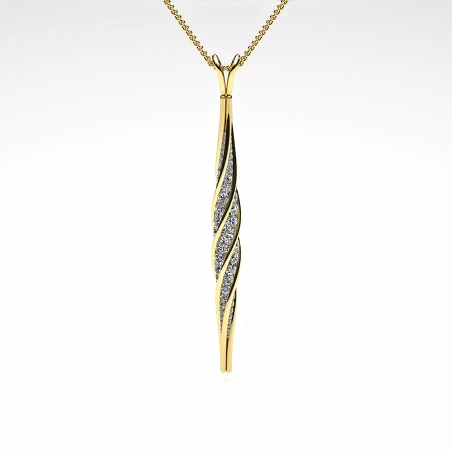 Diamond Twist Pendant made of Gold and Diamonds, Bespoke Designed by Canterbury Kent Jewellers