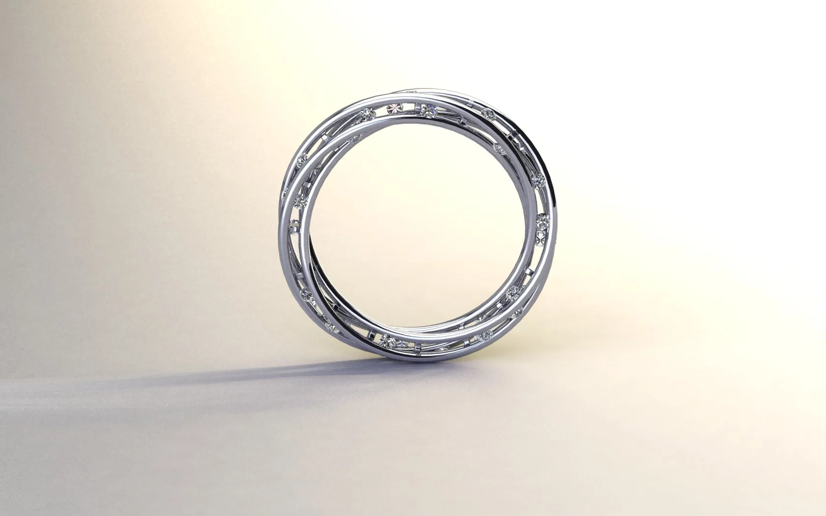 Scattered Diamond Twist Ring made of Platinum and Diamonds, Bespoke Designed by Canterbury Kent Jewellers